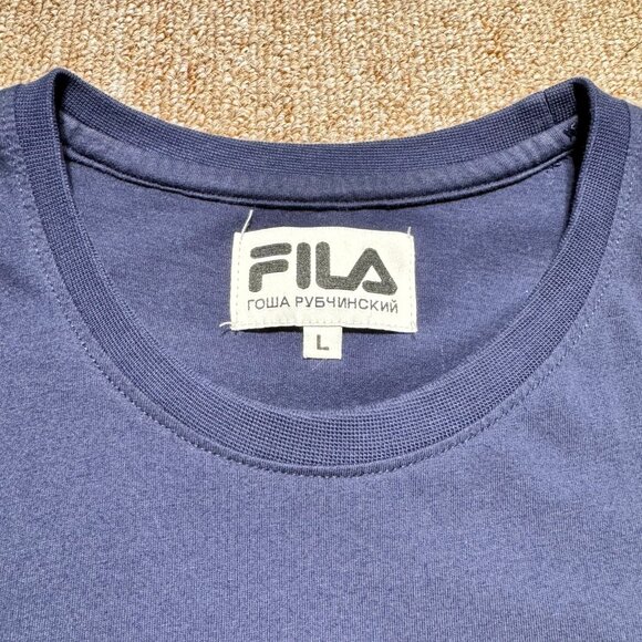 FILA x Gosha Rubchinskiy Navy Logo T Shirt SS17 ASAP Rocky Mens Large - Picture 5 of 9